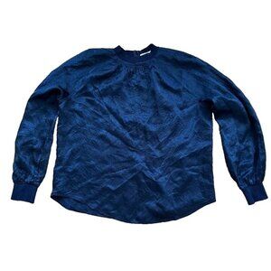 LONDON Women Blouse Long Sleeve Top Length Navy Size Small A000822